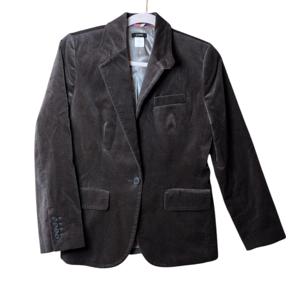 J.Crew Schoolboy Blazer size P6 gray Velvet Tailored Career Jacket Style 81123